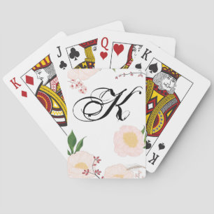 Personalized Playing Cards White Floral Flowers on