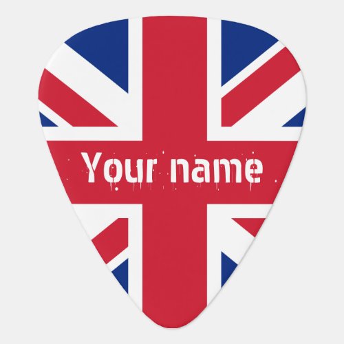 Personalized Plectrum Union Jack Flag Name Pick