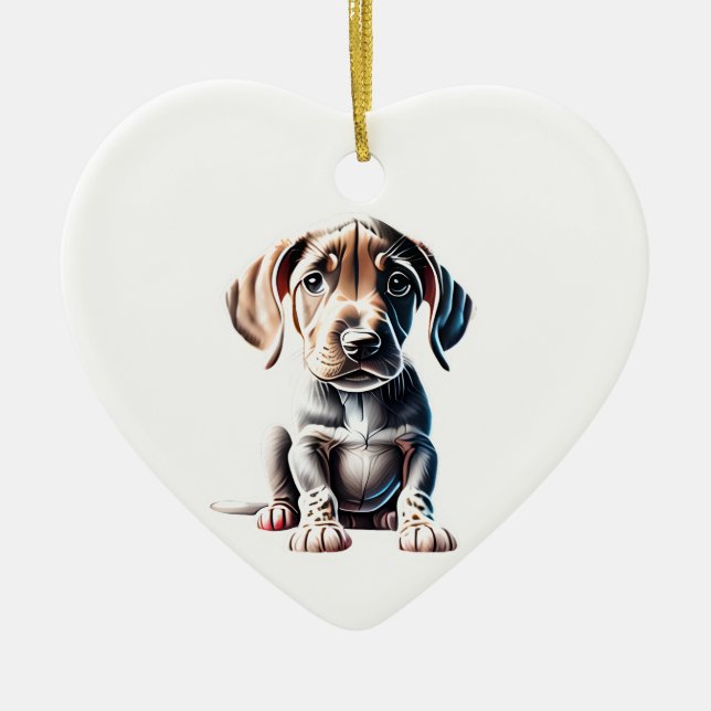 Personalized Plott Hound Puppy Ceramic Ornament (Front)