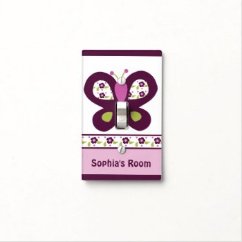 Personalized Plum Butterfly Switch Plate by Personalizedbydiane at Zazzle