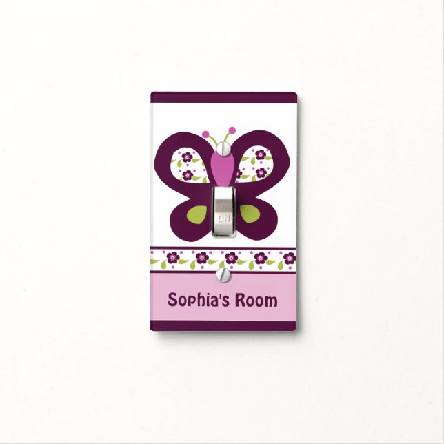 Personalized Plum Butterfly Switch Plate (In Situ)