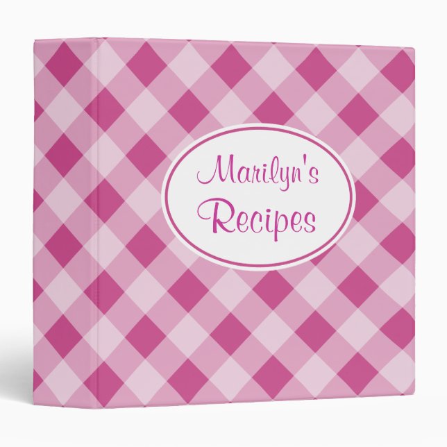 Personalized Plum Gingham Recipe Binder (Front/Spine)