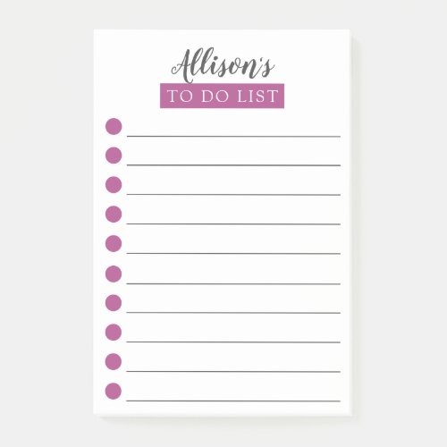 Personalized Plum To Do List Notes