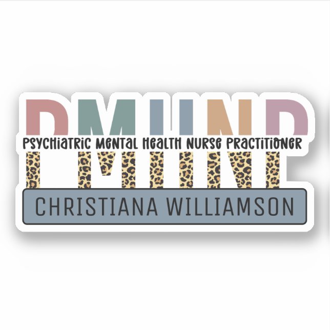 Personalized PMHNP Psychiatric Mental Health Nurse Sticker (Front)