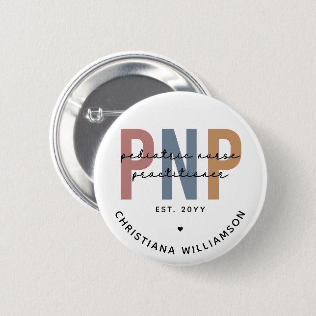Personalized PNP Pediatric Nurse Practitioner Button (Front & Back)