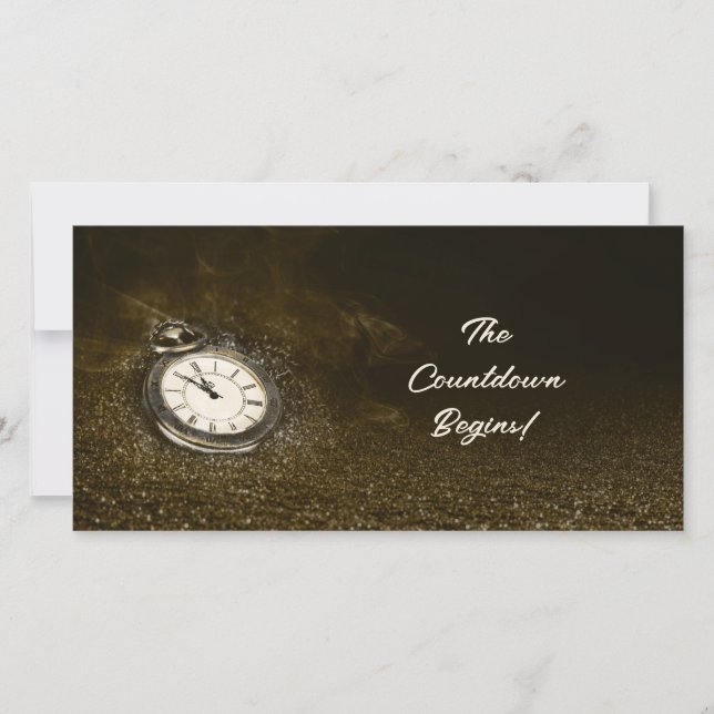 Personalized Pocket Watch Countdown New Year Card (Front)