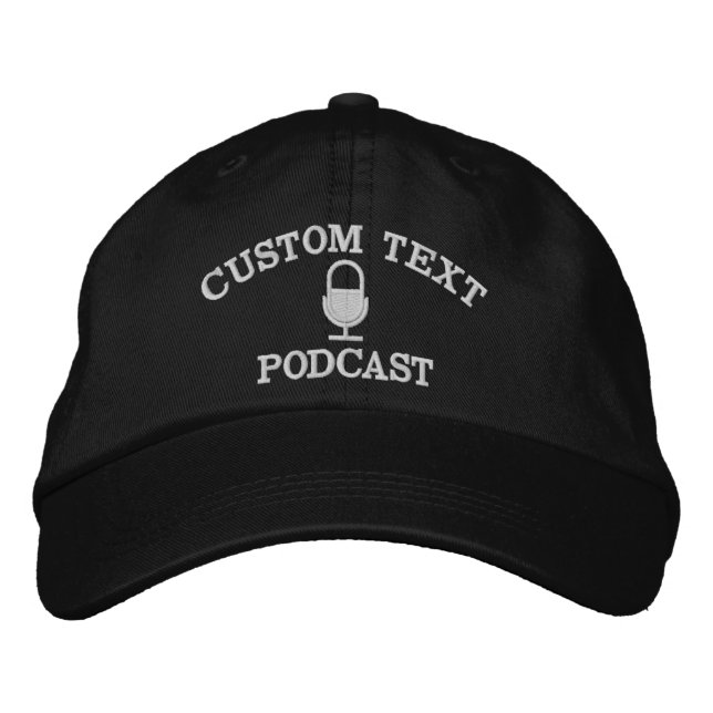 Personalized Podcast Name Modern Embroidered Baseball Cap (Front)