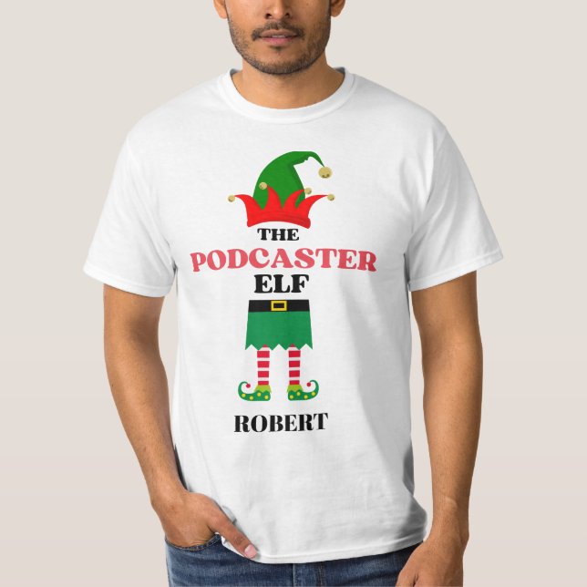 Personalized Podcaster Elf T-Shirt (Front)