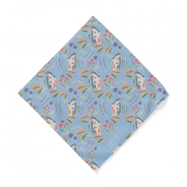 Personalized Podenco Light Blue Matching Dog  Bandana (Front)
