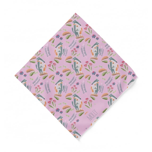 Personalized Podenco Pink Matching Dog Bandana (Front)