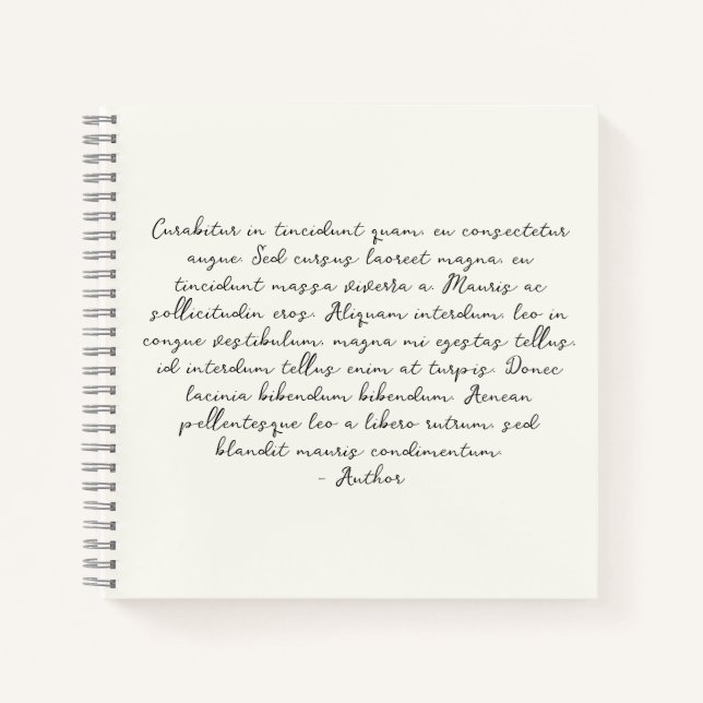 Personalized poem, song lyric, quote notebook (Front)