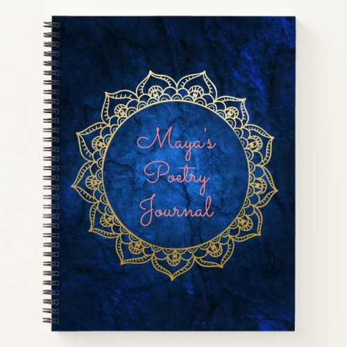 Personalized Poetry Journal Gold Mandala