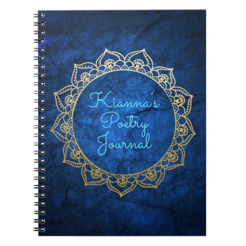 Personalized Poetry Journal Gold Mandala