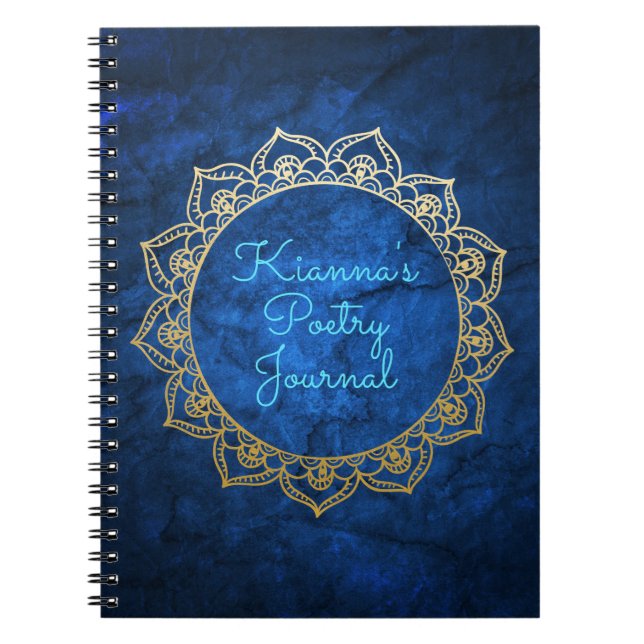Personalized Poetry Journal Gold Mandala (Front)