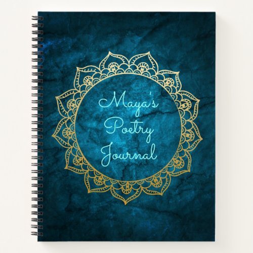 Personalized Poetry Journal Gold Mandala