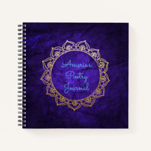 Personalized Poetry Journal Gold Mandala