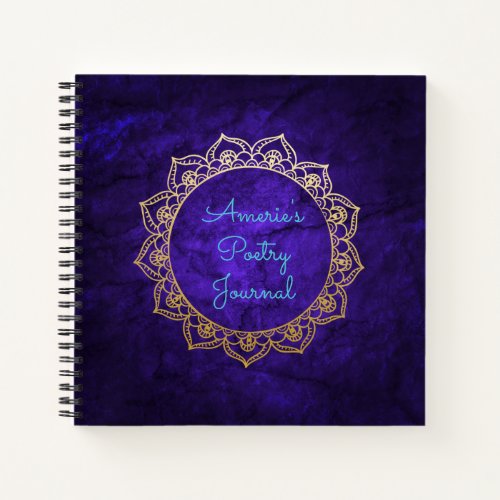 Personalized Poetry Journal Gold Mandala