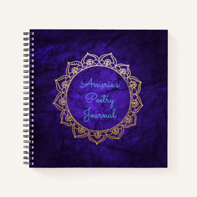 Personalized Poetry Journal Gold Mandala (Front)