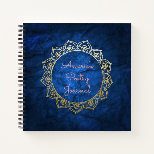 Personalized Poetry Journal Gold Mandala