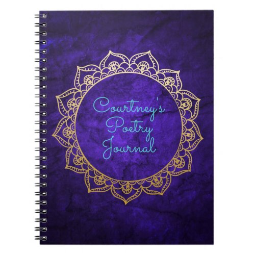 Personalized Poetry Journal with Gold Mandala