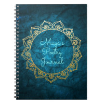 Personalized Poetry Journal with Gold Mandala
