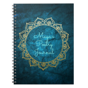 Personalized Poetry Journal with Gold Mandala