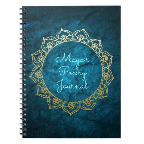 Personalized Poetry Journal with Gold Mandala