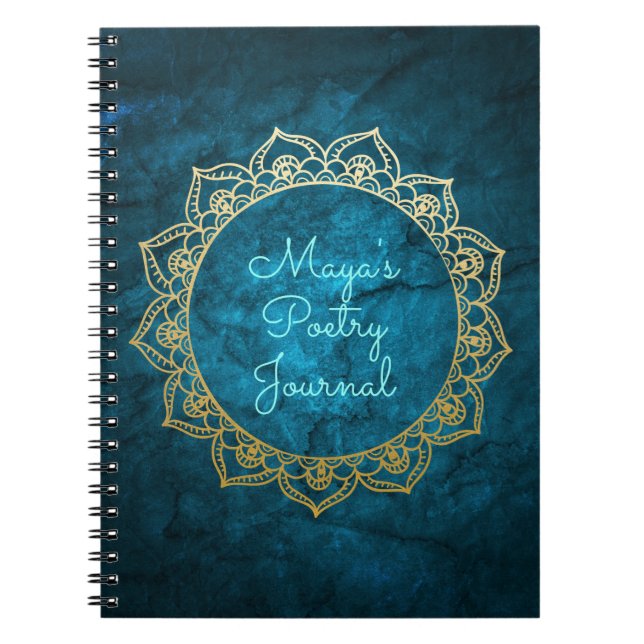 Personalized Poetry Journal with Gold Mandala (Front)