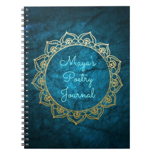 Personalized Poetry Journal with Gold Mandala