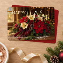 Personalized Poinsettia Bouquet Photo Gold
