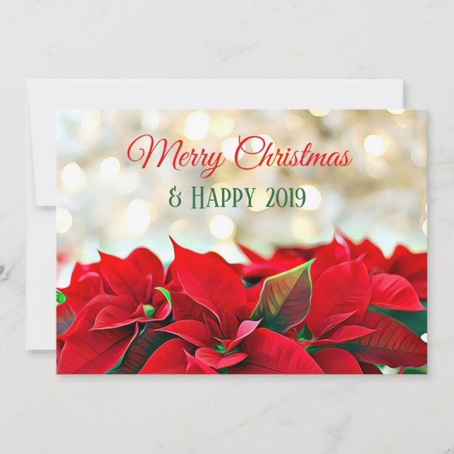 Personalized Poinsettia Christmas Card (Front)