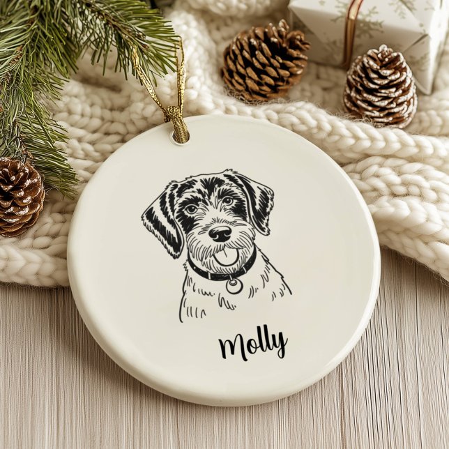 Personalized Pointer Dog Christmas Ceramic Ornament (Creator Uploaded)