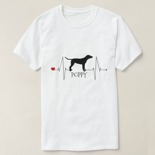 Personalized Pointer Love My Dog Heart Beat T-Shirt (Design Front)