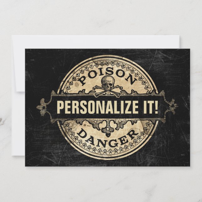 Personalized Poison Vintage Style Label Invitation (Front)