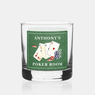 Personalized Poker Cards Casino Whiskey Glass