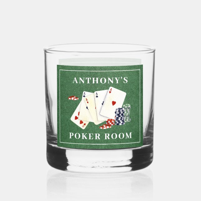 Personalized Poker Cards Casino Whiskey Glass (Back)