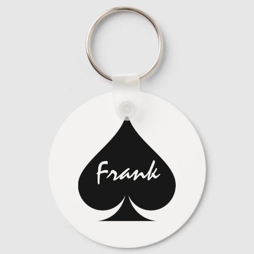 Personalized poker keychain with ace of spades