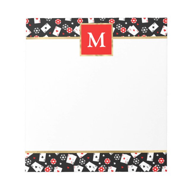 Personalized Poker-Themed with Cards & Chips Notepad (Front)