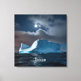 Personalized polar arctic iceberg night sky canvas print