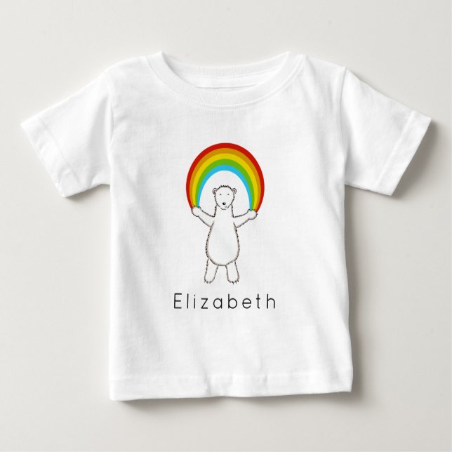 Personalized Polar Bear and Rainbow T-Shirt (Front)
