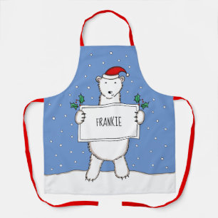 Personalized Polar Bear Christmas Apron