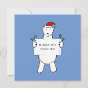 Personalized Polar Bear Christmas Party Invitation