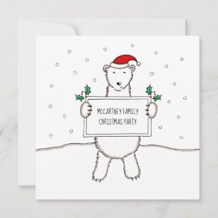 Personalized Polar Bear Christmas Party Invitation