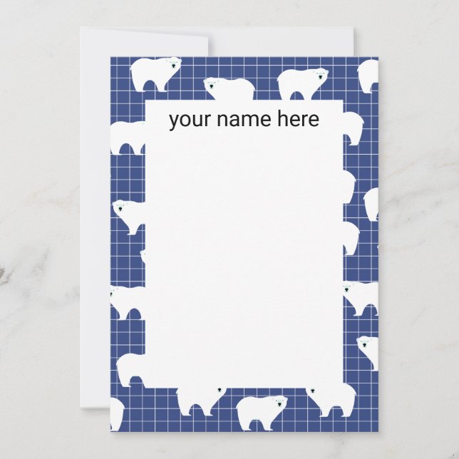 Personalized Polar Bear Notecards (Front)