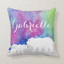 Personalized Polar Bears Throw Pillow