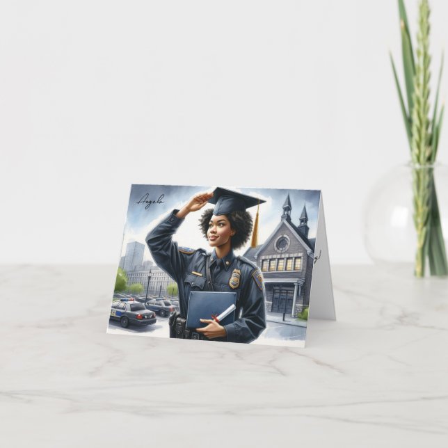 Personalized Police Academy Graduation Card-Black  Card (Front)
