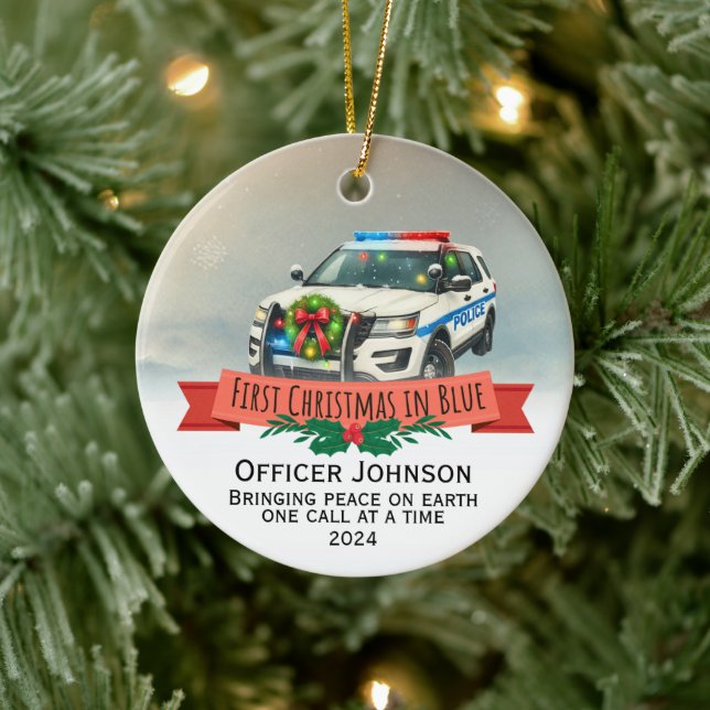 Personalized Police Academy Graduation Gift Ceramic Ornament (Tree)