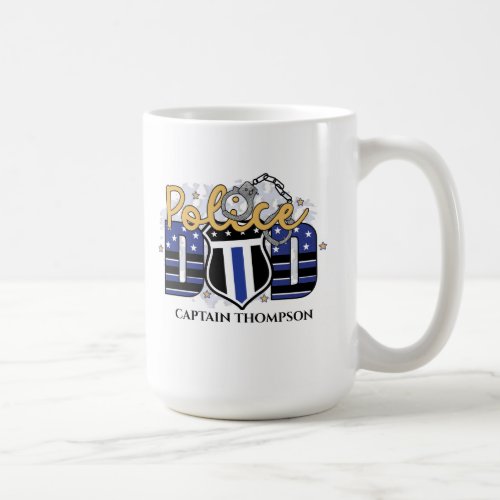 Personalized Police Badge Flag Blue Line Coffee Mug