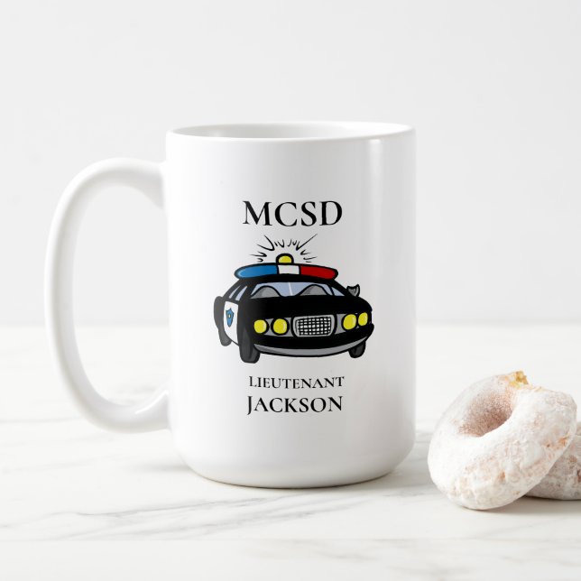 Personalized Police Car Officer Coffee Mug (With Donut)