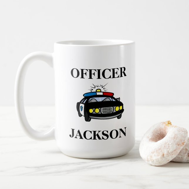 Personalized Police Car Officer Coffee Mug (With Donut)